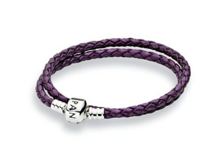 Pandora Moments Double Woven Leather Bracelet - Purple #590705CPE-D2 38cm Hot on Sale