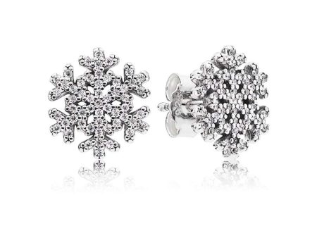 Pandora Snowflake Silver Stud Earrings with Clear Cubic Zirconia #290589CZ Online