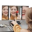 LED Lighted 3-fold Desktop Makeup Vanity Mirror - 10X Magnification For Sale