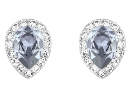 SWAROVSKI Christie Pear Rhodium with Blue & Clear Crystal Stud Earrings #5113783 Discount