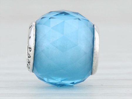 Pandora Abstract silver charm with faceted sky blue crystal #791722NBS Online Sale