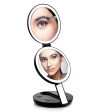 LED Lighted 3-fold Travel Compact Makeup Mirror - 1X 7X Magnification USB Powered For Cheap