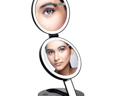 LED Lighted 3-fold Travel Compact Makeup Mirror - 1X 7X Magnification USB Powered For Cheap