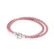 Pandora Moments Double Pink Leather Bracelet #590705CMP-D1 35cm Cheap