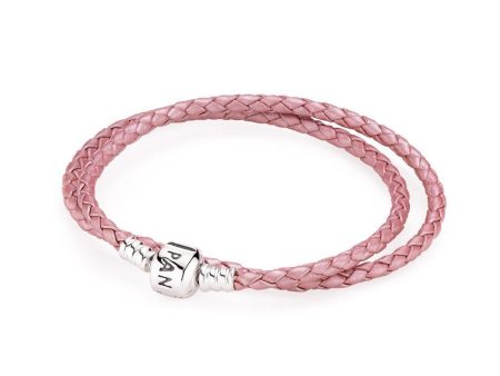 Pandora Moments Double Pink Leather Bracelet #590705CMP-D1 35cm Cheap