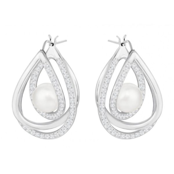 SWAROVSKI Free Pearl Earrings - Rhodium White #5217718 For Cheap