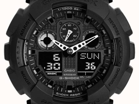 CASIO G-Shock Chronograph Alarm Black #GA-100-1A1ER Hot on Sale