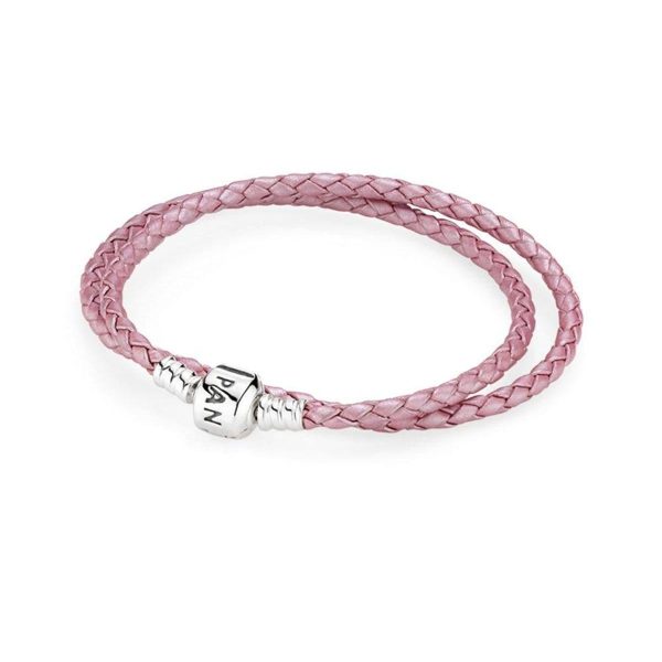 Pandora Moments Double Pink Leather Bracelet #590705CMP-D1 35cm Cheap