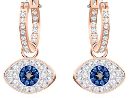 SWAROVSKI Symbolic hoop earrings 5425857, Evil eye, Blue, Rose gold-tone plated Fashion