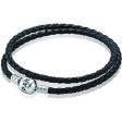 Pandora Moments Double Black Leather Bracelet #590705CBK-D1, 35cm For Cheap