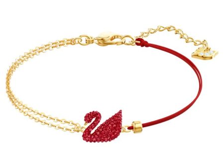 SWAROVSKI Iconic Swan bracelet 5465403, Swan, Red, Gold-tone plated Online Hot Sale