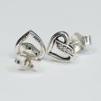 Pandora Ribbon Open Heart Stud earrings #290736CZ Hot on Sale