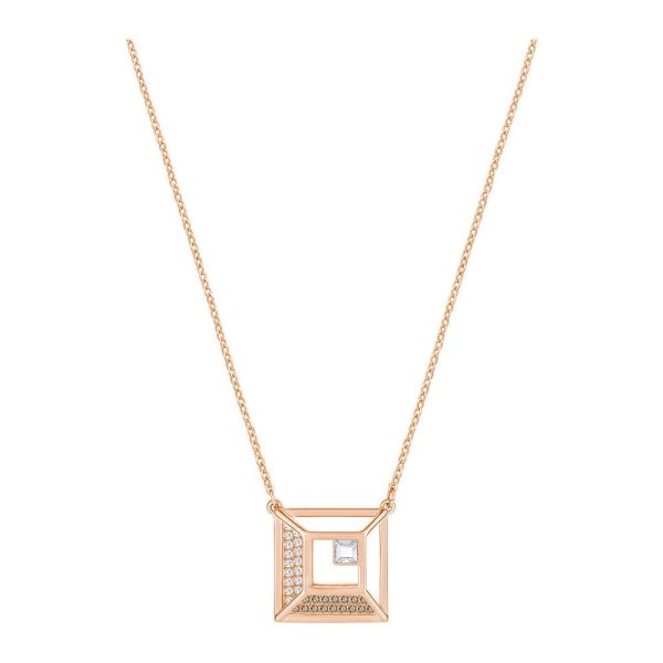 SWAROVSKI Hillock Square Pendant - Rose Gold #5351080 Hot on Sale