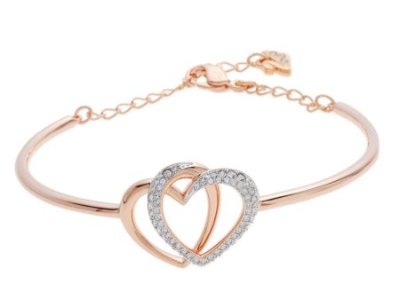 SWAROVSKI Dear Rose Gold & Clear Crystal Heart Bangle #5194838 Hot on Sale