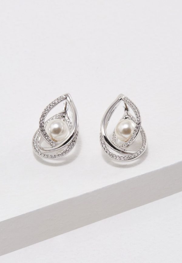 SWAROVSKI Free Pearl Earrings - Rhodium White #5217718 For Cheap