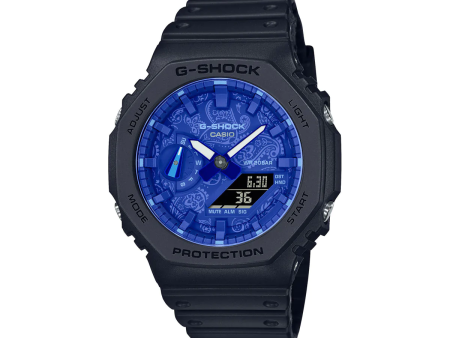 CASIO G-Shock Blue Paisley Series Black Resin Band Men Sports Watch #GA-2100BP-1AER Fashion