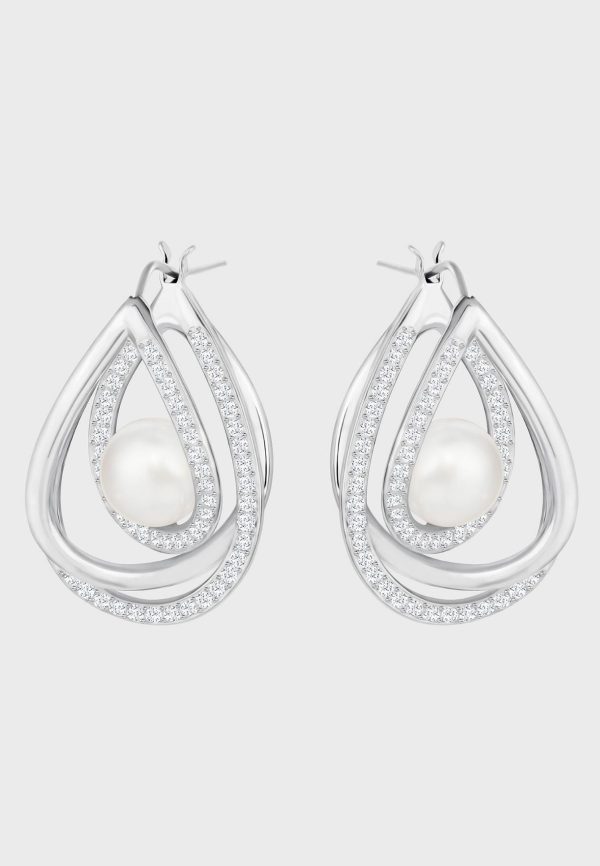 SWAROVSKI Free Pearl Earrings - Rhodium White #5217718 For Cheap