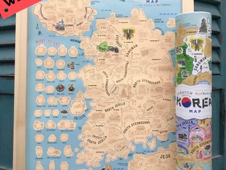 Korea Scratch Travel Map with Frame For Discount