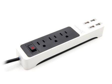 Lexuma XStrip 3-Gang US Type 15A Socket Mini USB Power Strip with 4 USB Ports Online Sale