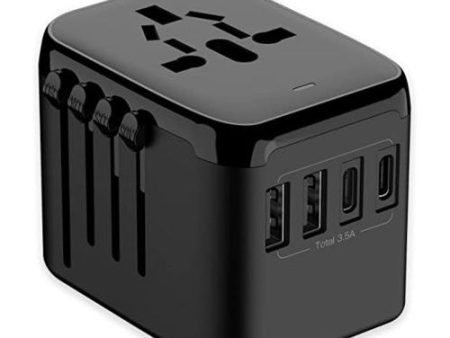 Universal Travel Adapter with 4 USB Ports (2 x Type-A + 2 x Type-C) for US EU UK AUS Supply