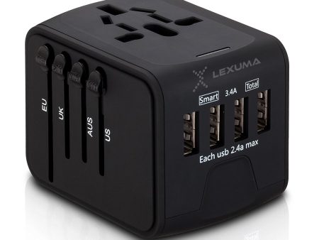 Universal Travel Adapter with 4 USB Ports for US EU UK AUS - All-in-One Charger with Smart Load Detection and Safety Certified For Discount