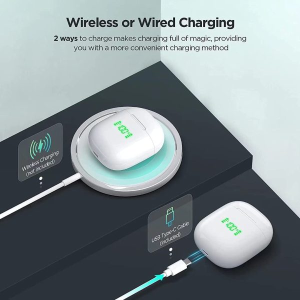 Wireless earbuds, Bluetooth 5.0 LED Power Display TWS earphones [with wireless charging case & Type-C Fast Charge] Supply