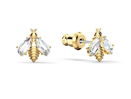 SWAROVSKI Eternal Flower Bee Earrings  - White & Gold-tone plated #5518143 For Cheap