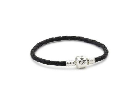 Pandora Moments Black Leather Bracelet #590705CBK-S2 17.5cm Fashion