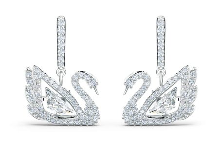 SWAROVSKI Dancing Swan Earrings - White #5514420 on Sale