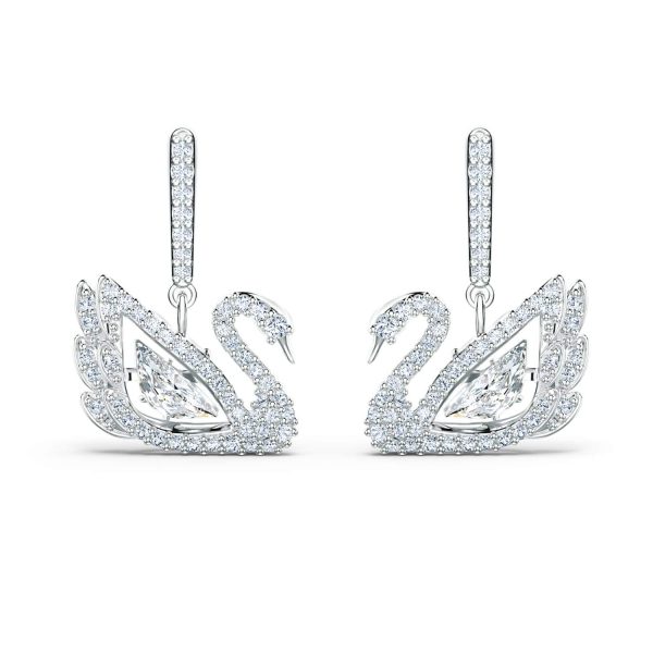 SWAROVSKI Dancing Swan Earrings - White #5514420 on Sale